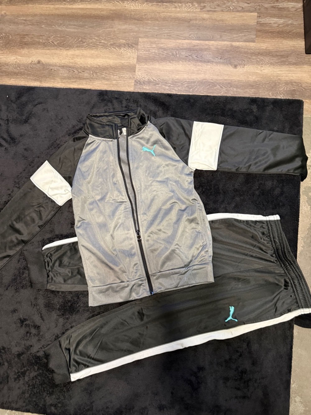 Puma Black and White Kids Track Jacket and Pants Set